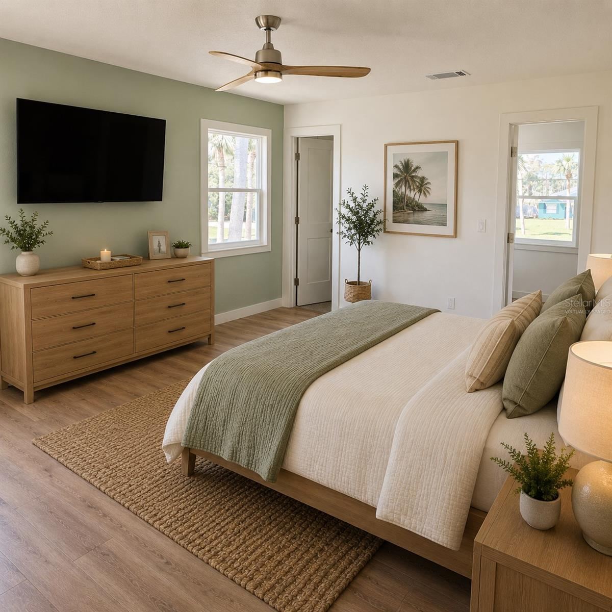Photo 18 of 20: Virtually Staged. Primary bedroom with walk-in closet and full ensuite bath